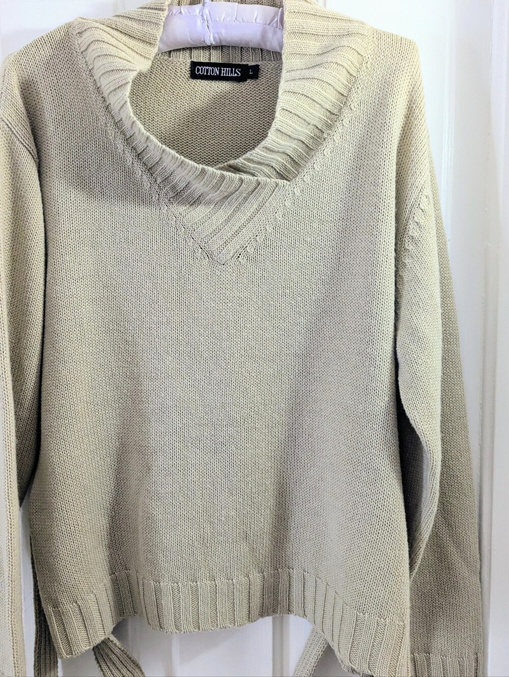 Women's Cream V-Neck Sweater